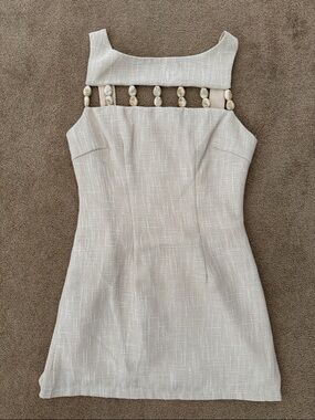 SHEIN Never Worn Cream Textured Mini Dress with Bead Accent
